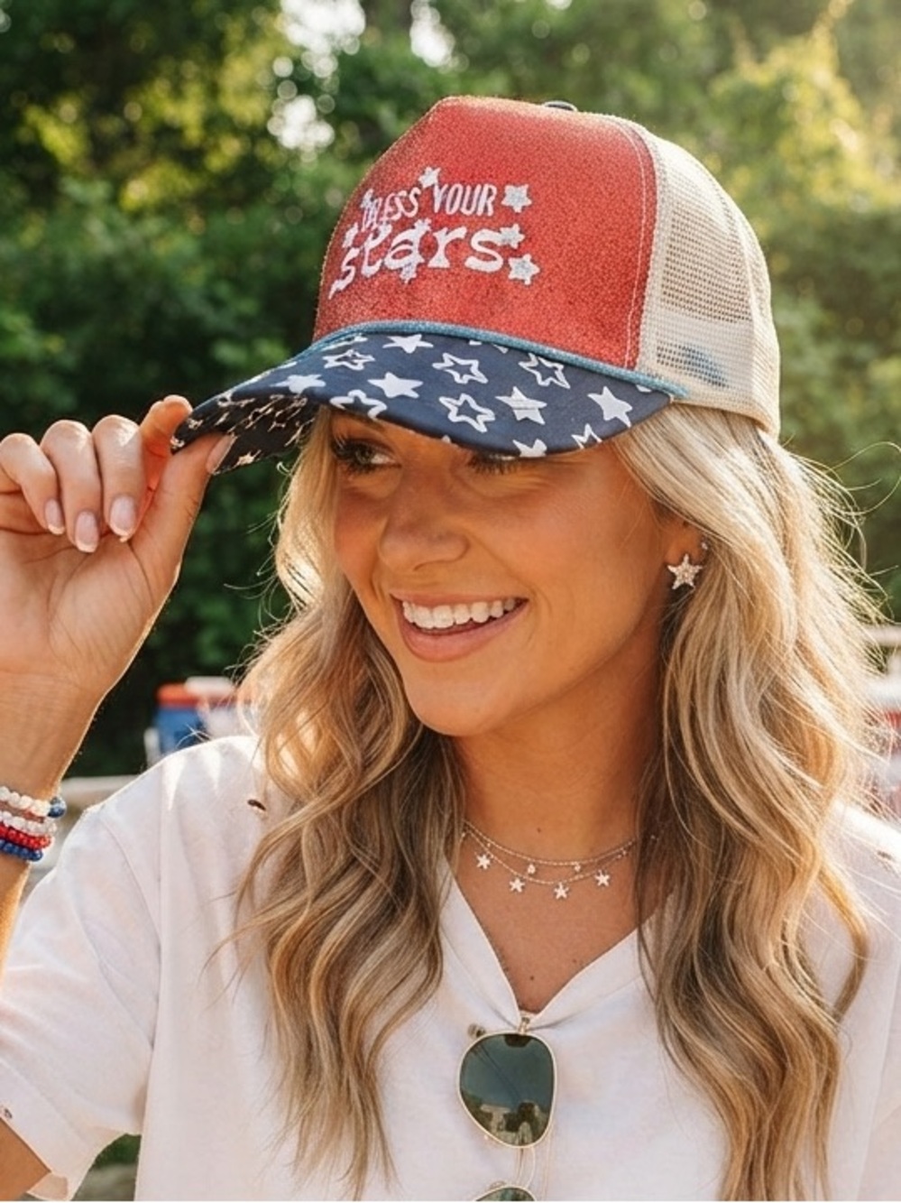 Patriotic Bless Your Stars Trucker Hat NEW!